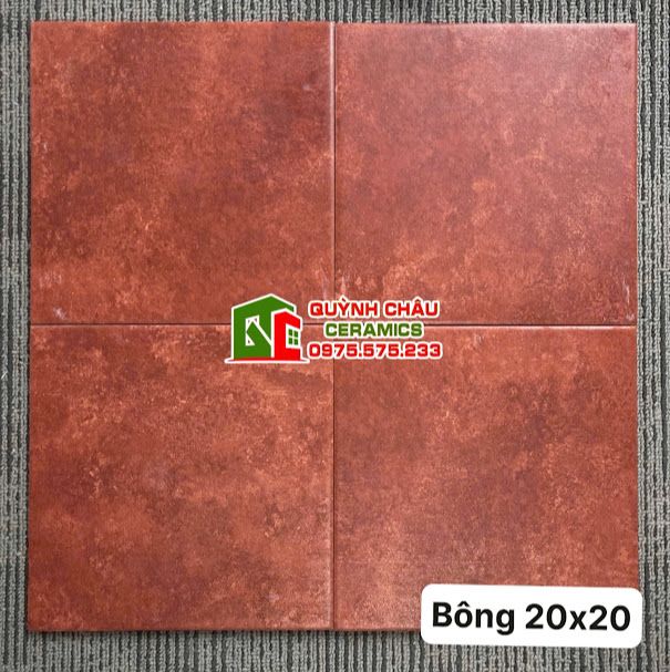 Gạch bông đơn màu đỏ giả cổ 20x20 cm