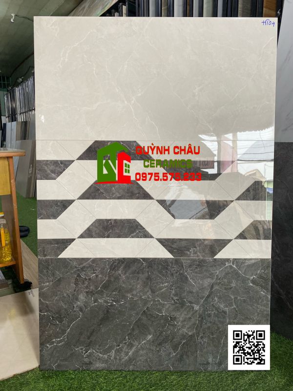 Gạch ốp dán tường 40x80 vân đá xám đen trắng đá bóng kiếng