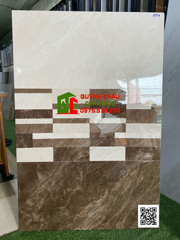 Gạch apodio ốp tường 40x80 đá bóng kiếng màu nâu trắng đẹp