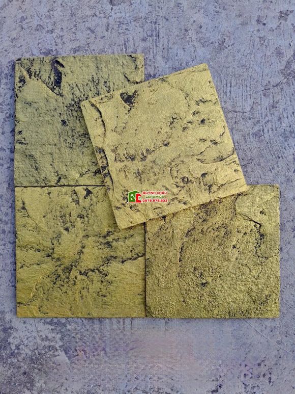 Gạch cổ trang trí giả đá màu vàng ốp trang trí 19x19cm