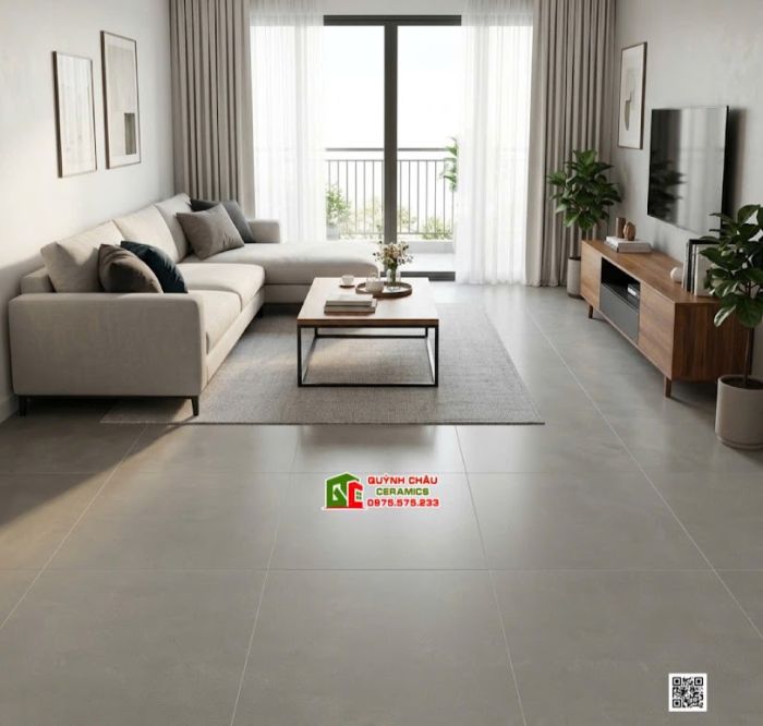 Gạch lát nền Viglacera 80x80 đá mờ vân cào xước xám xi măng