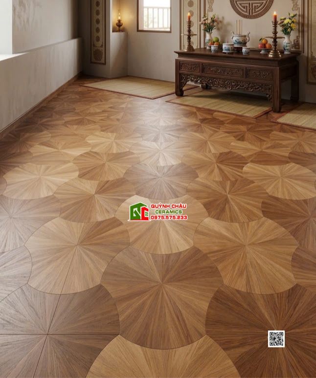 Gạch lát nền 60x120 mờ vân gỗ hoa văn lá sen đẹp