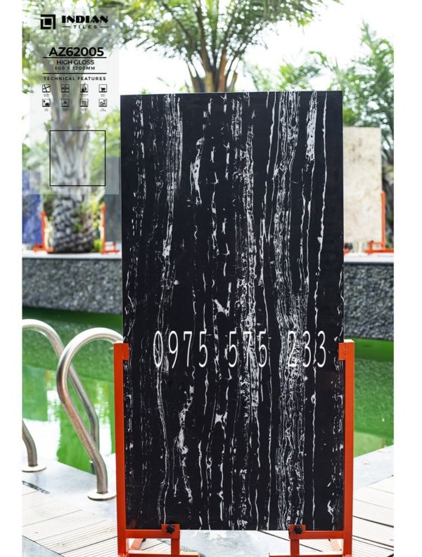 Gạch mặt tiền đen vân siêu bóng 60x120 bản to 05