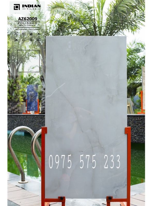 Gạch bóng kính 60x120 màu trắng xanh lát nền 09