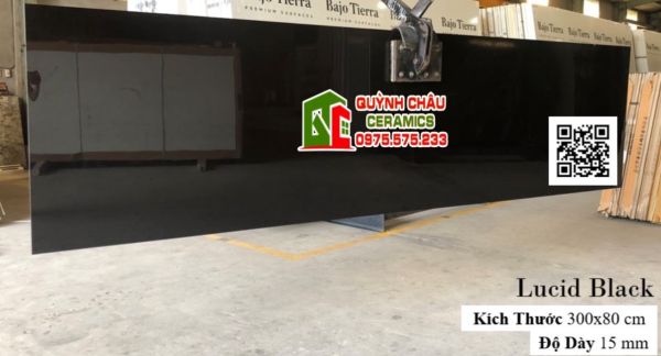 Gạch đá khổ lớn ấn độ 80x300 màu đen tuyền trơn siêu bóng