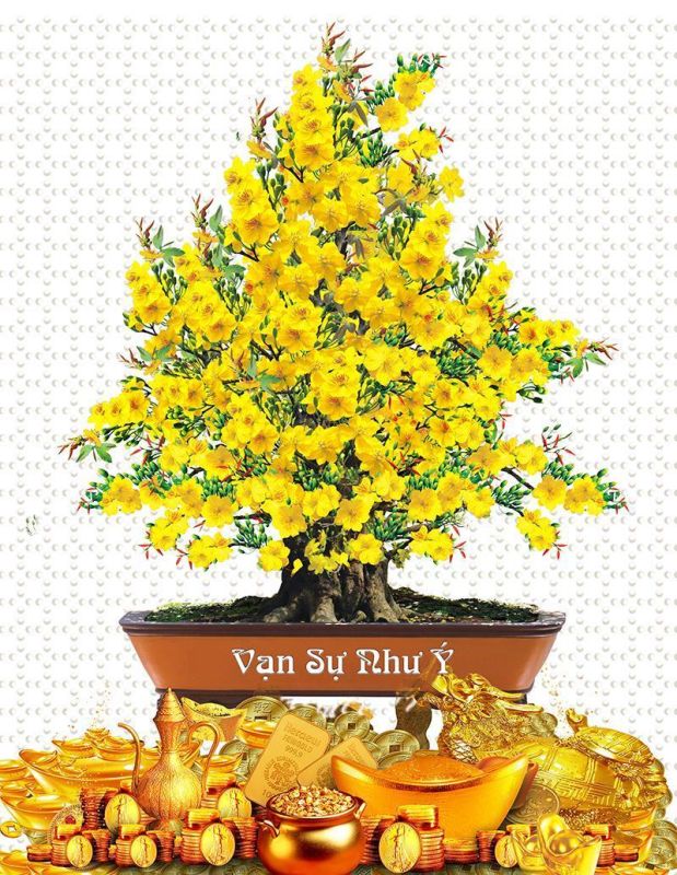 Gạch tranh trang trí cây mai dán tường