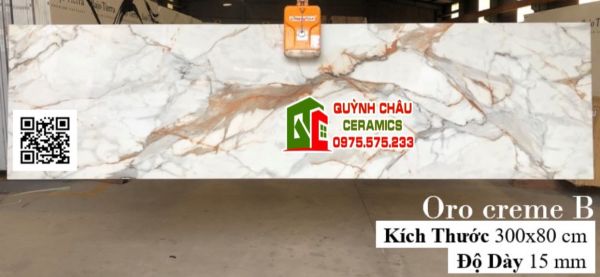 Gạch đá khổ lớn ấn độ 80x300 marble vân vàng siêu bóng