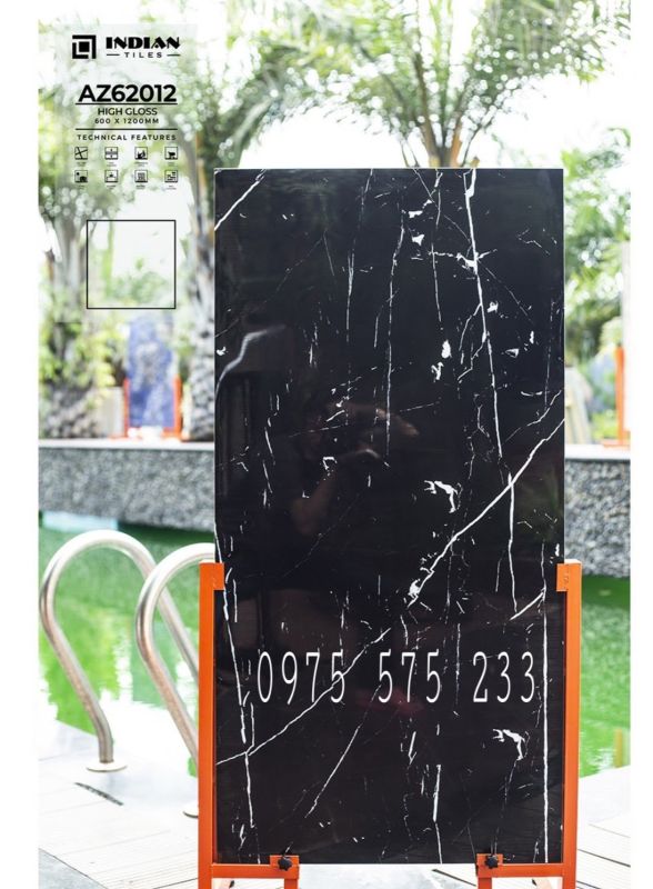 Gạch khổ lớn 60x120 màu đen vân siêu bóng 12
