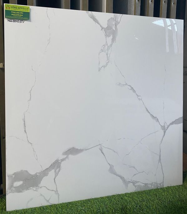Gạch lát nền TTC 80x80 trắng vân khói bóng kính 3902