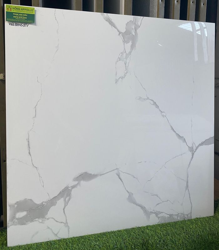 Gạch lát nền TTC 80x80 trắng vân khói bóng kính 3902