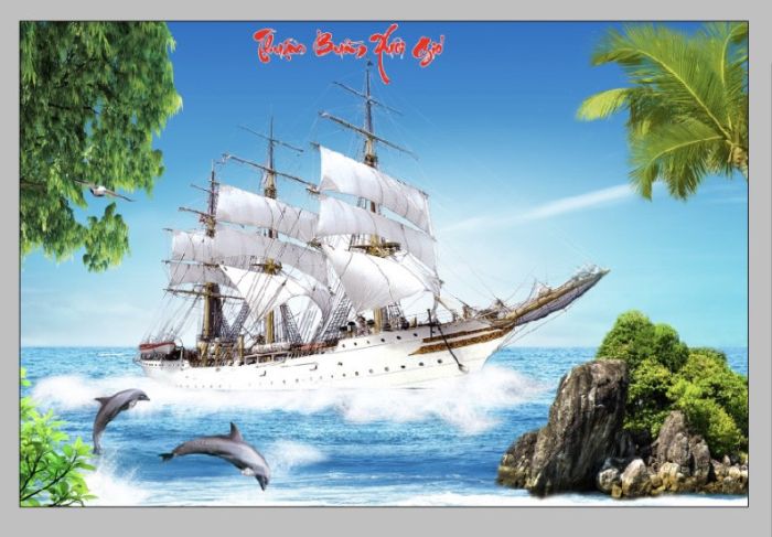 Gạch tranh phủ kính thuận buồm xuôi gió