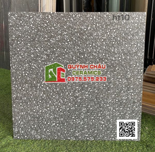 Gạch lát nền terrazzo hạt đá đen chấm trắng 60x60 sang trọng