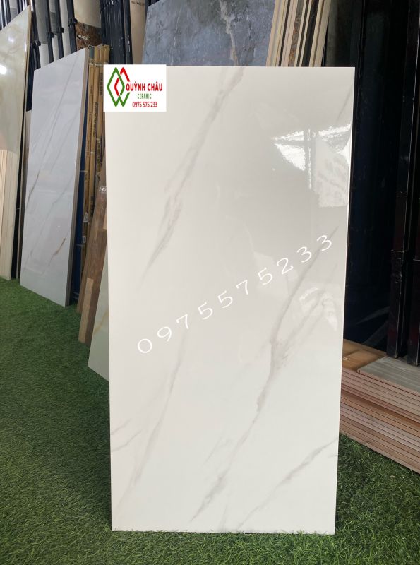 Gạch ốp tường 40x80 trắng vân mây phẳng bóng trung quốc