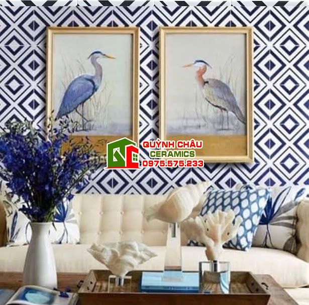Gạch bông hoa văn vuông đen trắng 20x20 trung quốc