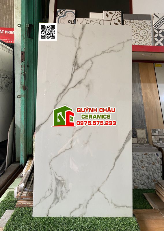 Gạch 600x1200 ấn độ trắng vân xám đá bóng glossy giá rẻ quận 2