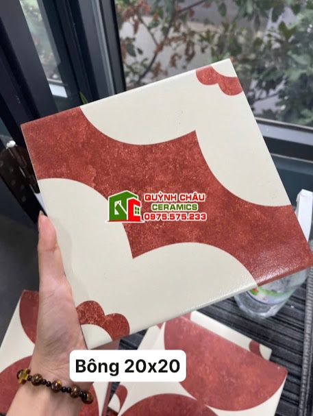 Gạch bông hoa mai màu đỏ 20x20 cm