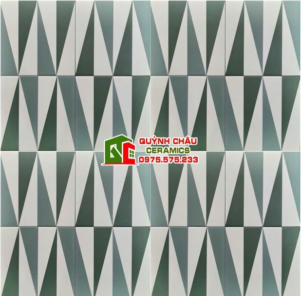  Gạch bông xương đá 20x20 hoa văn xanh 