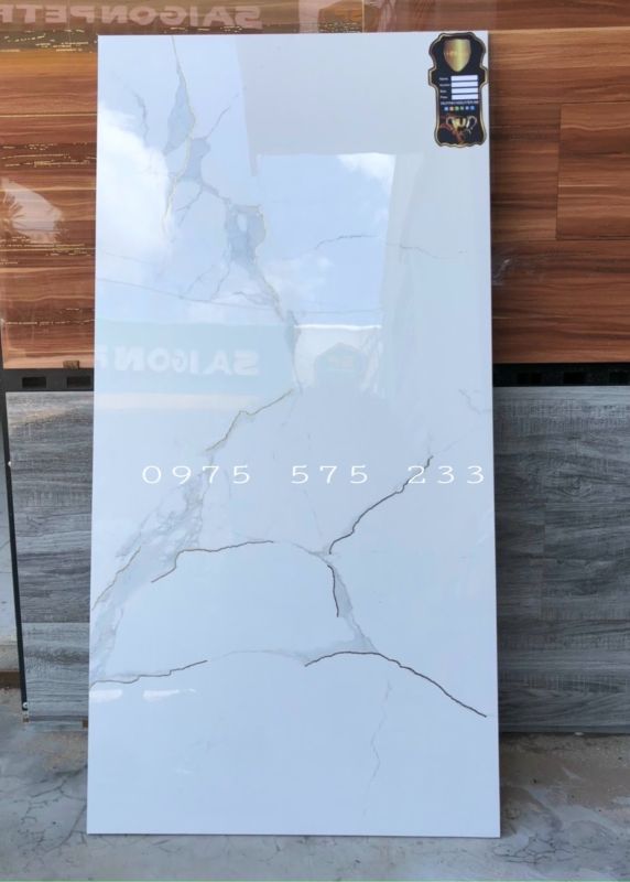 Kho gạch trung quốc 60x120 nhũ kim trắng vân mây bóng kiếng