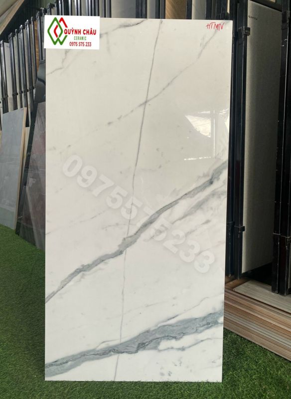 Gạch bóng kiếng 60x120 trắng vân xanh xương đá chống trầy xước