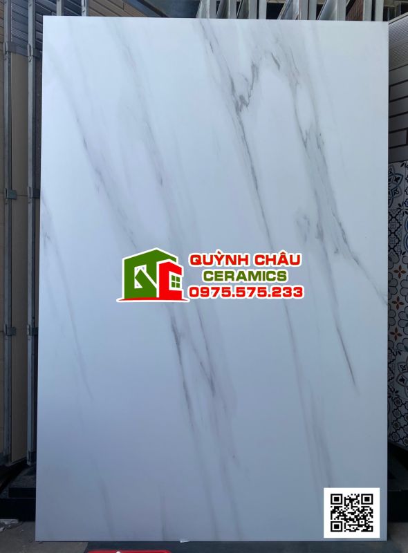Gạch bề mặt mờ 120x180 màu trắng vân khói Satuario Marble nhập khẩu ấn độ