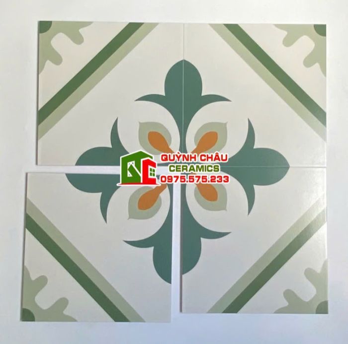 Gạch bông hoạ tiết xanh lá 30x30 trung quốc