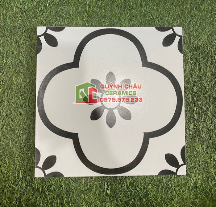 Gạch bông 30x30 hoa mai hoạ tiết trắng đen