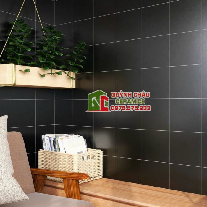Gạch bông xám đen mờ 20x20 hình vuông đẹp