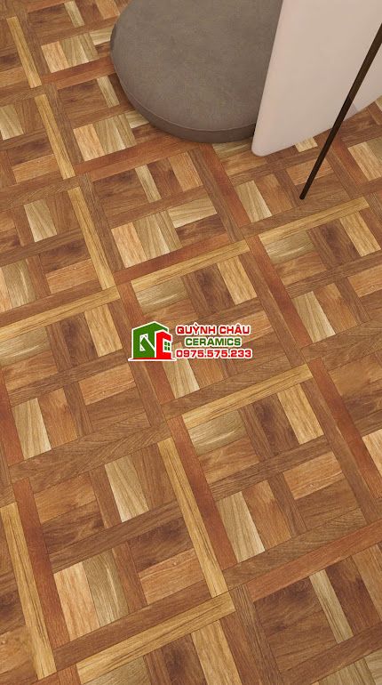 Gạch giả gỗ 60x60 màu nâu hoạ tiết lắp ghép   
