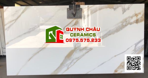 Gạch đá ốp lát biệt thự 120x240 trắng vân vàng siêu bóng bền đẹp ấn độ cao cấp