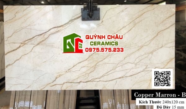 Gạch đá ốp lát ấn độ 120x240 màu kem nhẹ vân vàng đẹp