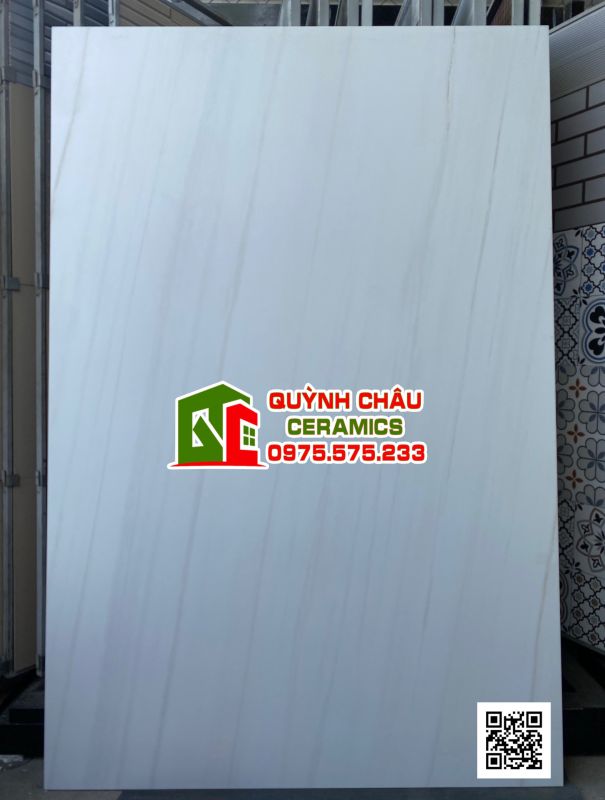 Gạch ốp lát ấn độ 120x180 bề mặt màu trắng mờ vân sọc chéo