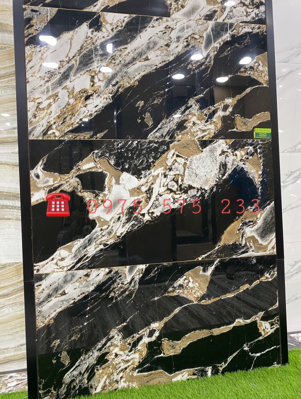 Gạch lát ốp mặt tiến lát nền 60x120 bóng kiếng đen vân sang trọng