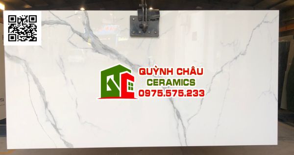 Gạch đá khổ lớn ốp lát 120x240 trắng sứ vân mây xám khói ấn độ