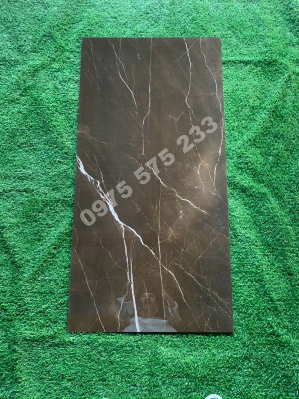 Đá bóng kiếng 60x120 nâu tia chớp ốp lát đẹp