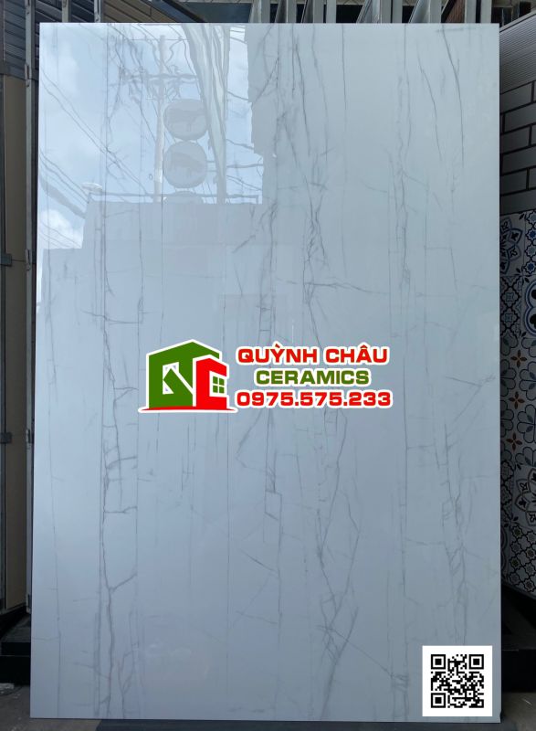Gạch ốp lát ấn độ 120x180 màu trắng vân đá rạn Venatino White siêu bóng đẹp