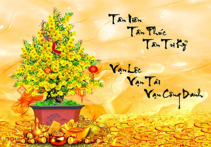 Gạch tranh hoa mai vàng phủ kính