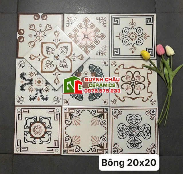 Gạch bông 20x20 mix hoa văn lộn xộn