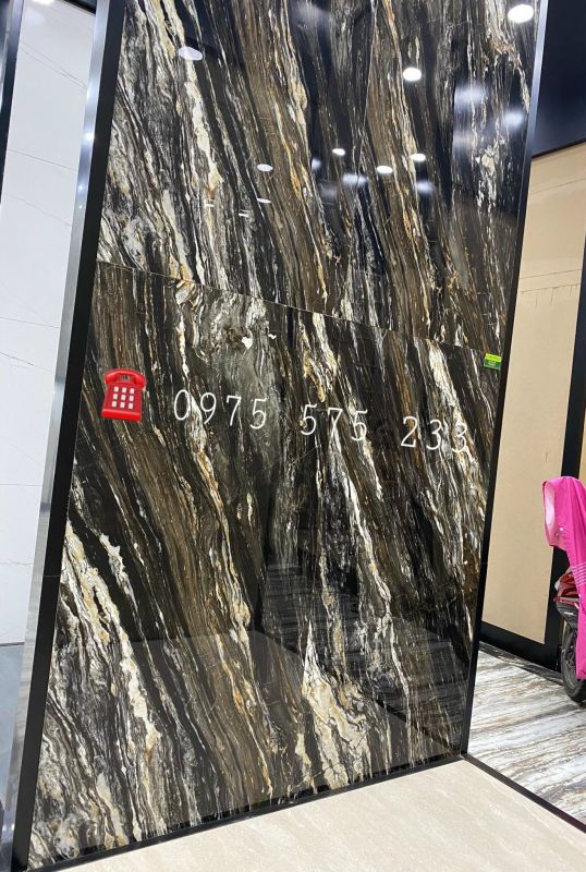 Gạch ấn độ 800x1600 siêu bóng vân đá tia sét chớp ốp mặt tiền lát nền cao cấp 3407