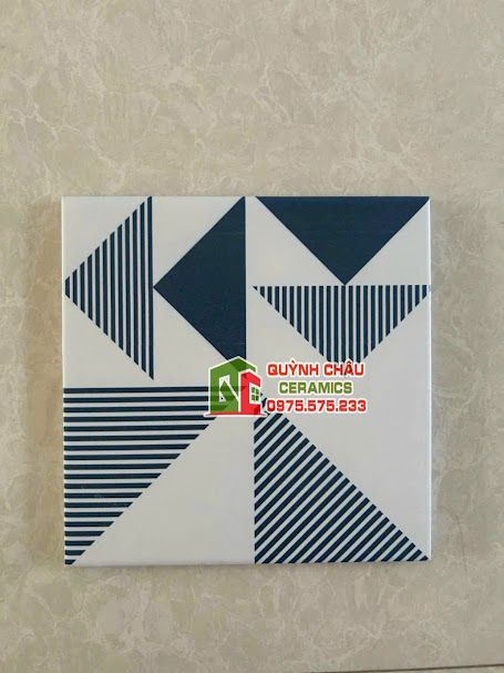 Gạch bông hoa văn tam giác 4 màu 20x20 cm