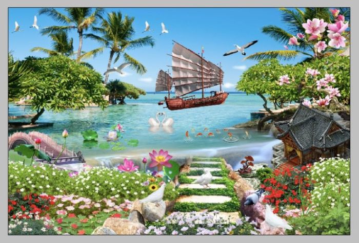 Tranh thuận buồm xuôi gió vạn sự bình an