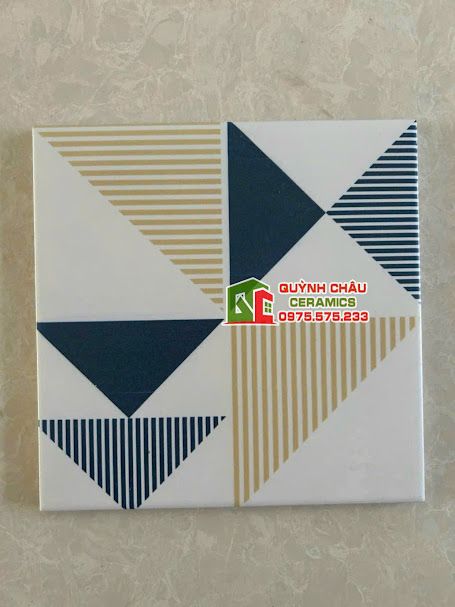 Gạch bông hoa văn tam giác 4 màu 20x20 cm