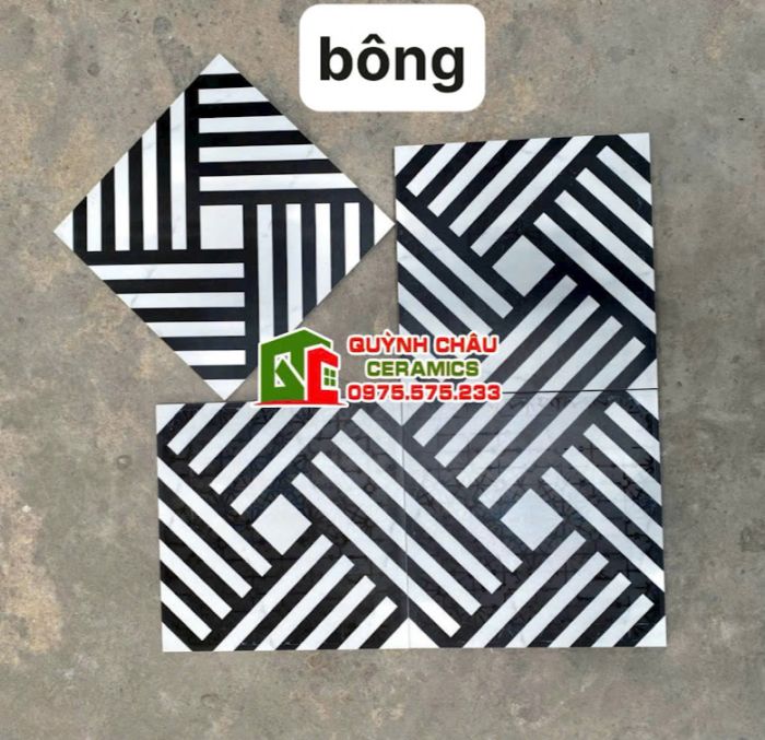 Gạch bông 30x30 viền trắng đen trang trí