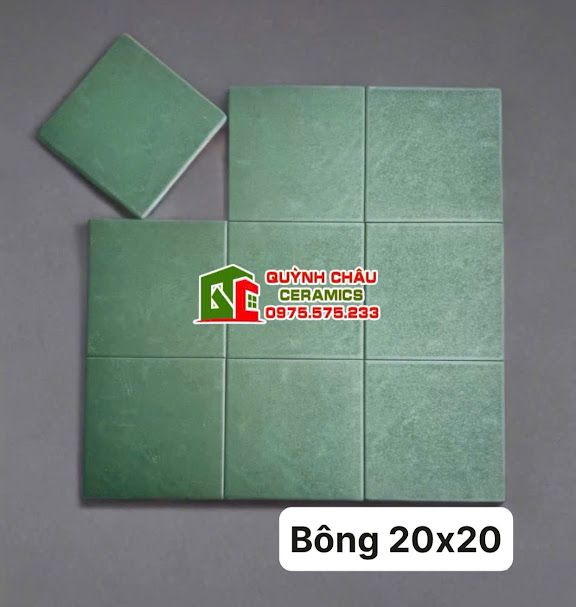 Gạch bông mờ xanh đậm đơn sắc 20x20 cm