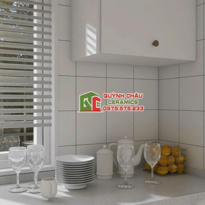 Gạch bông trắng mờ 20x20 hình vuông ốp lát