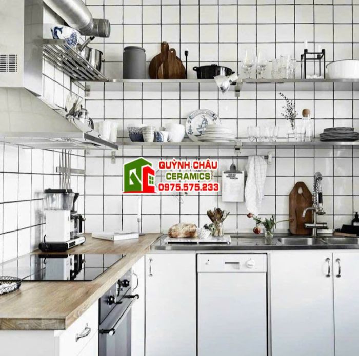 Gạch thẻ ốp tường 10x10 trắng xám xanh