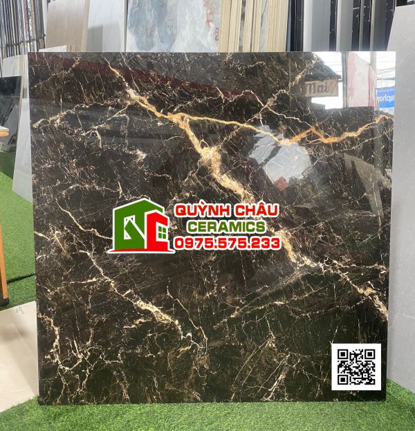 Gạch lát nền 100x100 men vi tinh bề mặt nâu vân đá đẹp độc đáo