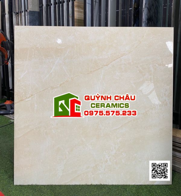 Gạch lát nền takao 100x100 bề mặt vàng kem vân đá men kim cương