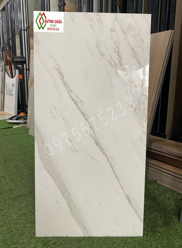 Gạch 40x80 đá bóng kính trắng vân khói TQ