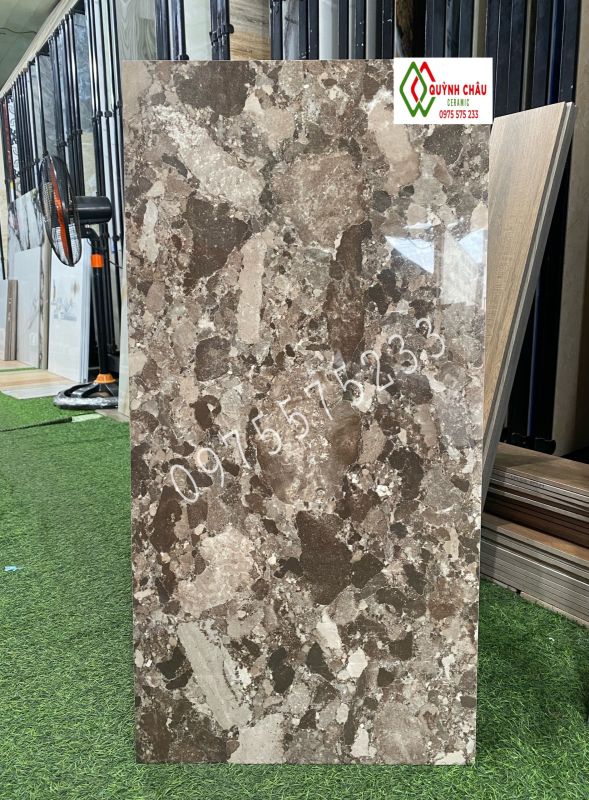 Gạch ốp tường 40x80 vân đá màu nâu đẹp sang trọng