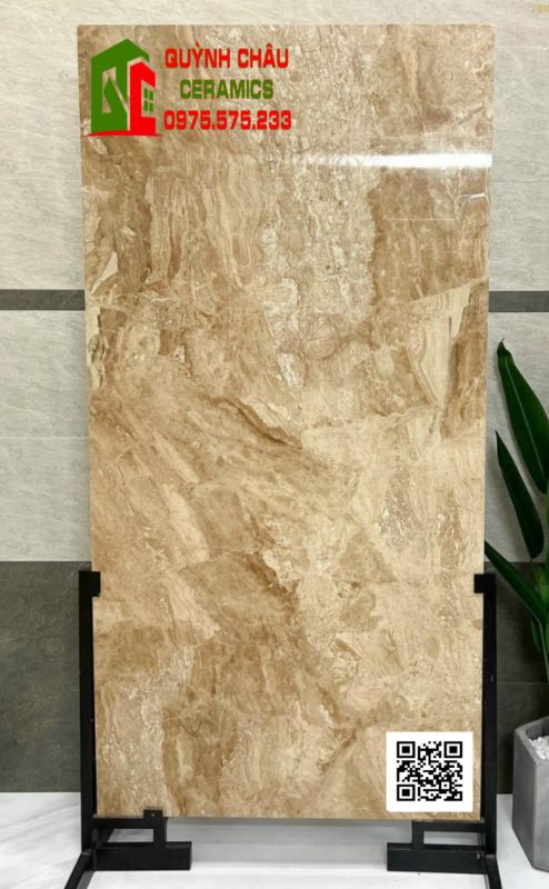 Gạch lát nền biệt thự 800x1600 vân vàng giả đá sang trọng 4449